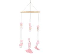 CONGARTENO Mobile Garçon Fille Suspendu Décoratif Bois avec Cloche Éléphant et Étoiles Ornement Chambre Garçon Fille Balle Feutre Mobile Lit Doux pour Coordination Visuelle