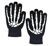 CONGARTENO Moufles de Cyclisme Homme à Motif Squelette Phosphorescent Tricotés Chauds Taille Unique pour Équitation d'Extérieur et Fêtes d'halloween Paire de Moufles d'hiver Lumineux
