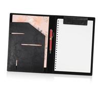CONGARTENO Organiseur de Dossiers Noir PU Porte Documents Multifonction avec Clips et Poches pour Contrats Cartes et Blocs Notes et Compact pour Bureau Réunions et Déplacements