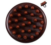 CONGARTENO Peigne Masseur à Cheveux en Bois Naturel, Disque à 28 Dents Larges pour Massage Crânien, Stimulation du Cuir Chevelu Sec et Humide, Brosse de Massage Multifonction pour Soins