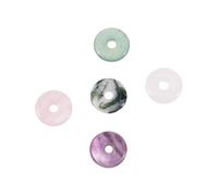 CONGARTENO Pendentifs Jade Naturelle Artisanaux En Pierres Précieuses Mixtes 5 Pièces Rond Plat Perles Pour Fabrication Bijoux Diy Accessoire Décoration Quotidienne