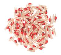 CONGARTENO Pinces à Photos Mini Coccinelle 150 Pièces Bois Naturel Clips Porte-mémos Décoratifs pour Loisirs Créatifs Bureau Maison Organisateur Polyvalent