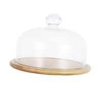 CONGARTENO Plateau de Gâteau Verre Transparent avec Cloche et Support Plateau Multifonction pour Dessert Fromage et Fruits Design Élégant et Réutilisable