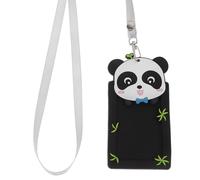 CONGARTENO Porte-Badge d'Identification en PVC Souple Étanche Cordon Tour de Cou, Étui Transparent pour Cartes Étudiants et Badges Professionnels, Design Cartoon Panda pour Bureau et