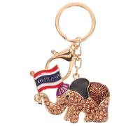 CONGARTENO Porte-Clés Éléphant en Métal avec Strass et Drapeau Thaïlandais Breloque Amulette Couleur Dorée Accessoire Léger pour Paquet à Main Souvenir de Voyage Thaïlande