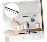 CONGARTENO Porte Ustensiles Cuisine Murale Aluminium Noir Crochets Rangement Suspendu Gain de Place Organisateur et Pratique pour Ustensiles et Tasses