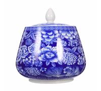 CONGARTENO Pot de Rangement Scellé en Porcelaine Bleu et Blanc 870Ml Boîte de Rangement Cuisine Multifonction Motif Floral Rétro Accessoire Décoratif Pratique Maison Thé