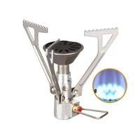 CONGARTENO Réchaud de Camping Portable Acier Inoxydable Mini Gazinière Fuite Sécurisée avec Brûleur Résistant Support Compact pour Activités Outdoor
