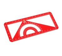 CONGARTENO Règle en Aluminium 30Cm Équerre et Rapporteur Multifonction pour Travaux de Dessin et Mathématiques Couleur Rouge