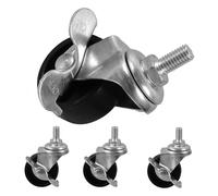 CONGARTENO Roulette Pivotante pour Meubles 4 Pièces 1,5 Pouces Tige Filetée Frein, Roues de Chariot en Pp Noir et Métal, Roulettes pour Maison et Bureau, Remplacement de Roue de Chariot