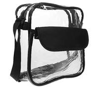 CONGARTENO Sac Bandoulière Transparent PVC Durable pour Femme Sac Clair de Voyage Multifonction Pochette Portable pour Téléphone et Accessoires Sport et Plage Grand Format