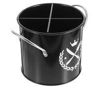 CONGARTENO Seau Multifonctionnel en Fer Galvanisé Noir Noble pour Ustensiles Cuisine, Porte-ustensiles de Comptoir, Rangement Égouttoir pour Cuillères, Fourchettes et Couteaux, Organiseur
