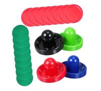 CONGARTENO Set Complet de Poussoir et Palets pour Hockey Air Accessoires de Remplacement pour Table de Hockey Palet Rouge Poussoirs Bleu Noir Rouge et Vert Patins Feutre Épais pour Glisse