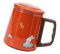 CONGARTENO Tasse à Thé avec Infuseur et Couvercle Mug en Céramique Rouge 1 Pièce Tasse à Infusion avec Filtre Intégré pour Maison et Bureau Mug à Boisson Chaude Thé