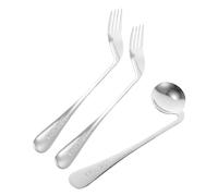 CONGARTENO Ustensiles Ergonomiques Inoxydables pour Patients Fourchette et Cuillère Coudée Légère Aide Alimentaire pour Personnes Âgées Droitier et Confortable