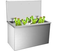 Congélateur coffre 106 L, glacière encastrable en inox , Bac à glace avec couvercle à charnière et bonde de vidange 71x35x43cm Blanc