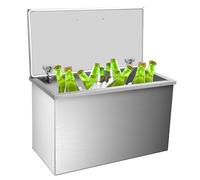 Congélateur coffre 106 L, glacière encastrable en inox , Bac à glace avec couvercle à charnière et bonde de vidange 71x35x43cm