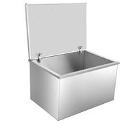 Congélateur coffre 107 L, glacière encastrable en inox , Bac à glace avec couvercle à charnière et bonde de vidange 50x50x43cm