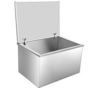 Congélateur coffre 107 L, glacière encastrable en inox , Bac à glace avec couvercle à charnière et bonde de vidange 50x50x43cm Blanc