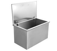 Congélateur coffre 122 L, glacière encastrable en inox , Bac à glace avec couvercle à charnière et bonde de vidange 71x40x43cm