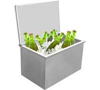 Congélateur coffre 137 L, glacière encastrable en inox , Bac à glace avec couvercle à charnière et bonde de vidange 71x45x43cm Blanc