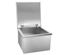 Congélateur coffre 33 L, glacière encastrable en inox , Bac à glace avec couvercle à charnière et bonde de vidange 50x50x33cm