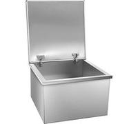 Congélateur coffre 33 L, glacière encastrable en inox , Bac à glace avec couvercle à charnière et bonde de vidange 50x50x33cm Blanc