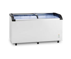 Congélateur Coffre 445L - Vitre bombée Coulissante - Température Réglable - Éclairage LED - Grand Volume de Stockage - Compact et Pratique