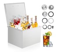 Congélateur coffre 67 L, Bac à glace encastrable inox 304, Isolation mousse PU, Avec évacuation et bouchon, 50 x 41 x 33 cm