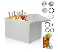 Congélateur coffre 74 L, Bac à glace encastrable inox 304, Isolation mousse PU, Avec évacuation et bouchon, 55 x 45 x 30 cm