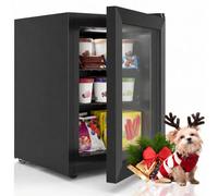 Congélateur vertical 85 L, porte vitrée, noir | Mini-congélateur 85L, 7 niveaux de température, compresseur silencieux, porte réversible, étagères amovibles.