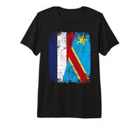 Congo France Drapeau DE L'AMITIÉ | Kinshasa Congo T-Shirt Haut de Gamme