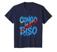 Congo Na Biso Graffiti - Fierté RDC Kinshasa T-Shirt, Enfant, Bleu Marine, 8 Ans