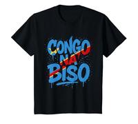Congo Na Biso Graffiti - Fierté RDC Kinshasa T-Shirt, Enfant, Noir, 8 Ans