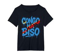 Congo Na Biso Graffiti - Fierté RDC Kinshasa T-Shirt, Femme Grandes Tailles, Noir, 1X