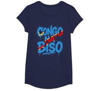 Congo Na Biso Graffiti - Fierté RDC Kinshasa T-Shirt, Fille, Bleu Marine, M
