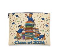 Congrats Grad Airedale Terrier Trousse de maquillage portable en toile avec fermeture éclair 17,8 x 22,9 cm
