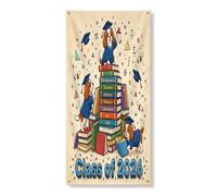 Congrats Grad Cavalier King Charles Spaniel Couverture de porte Bannière décorative 91,4 x 182,9 cm, livres de dessin animé à suspendre pour porte d'entrée, intérieur et extérieur