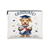 Congrats Grad Lakeland Terrier Trousse de maquillage en toile portable avec fermeture éclair 17,8 x 22,9 cm