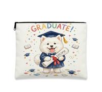 Congrats Grad Trousse de maquillage en toile avec fermeture éclair pour diplômes et diplômes pour femmes et filles 17,8 x 22,9 cm