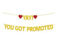Congrats on Your Promotion Decorations, Gold Glitter Yay! You Got Promoted Bannière, Congratulations, Job Promotion Party Decorations