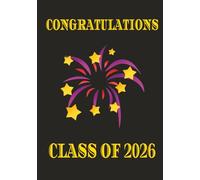 Congratulations Class of 2026: Graduation Guest Book-Fireworks | Sign in Book Memory Scrapbook for High School College Gifts | 7 x 10 Inch | Black Hardcover or Paperback