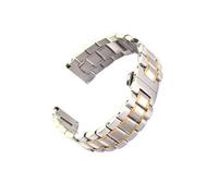 CongYi Bracelet Plat en Acier Inoxydable À Double Usage 12 14 16 18 19 20 21 22 23 24 Mm avec Fermoir Papillon À Double Pression + Outils(Silver-Gold_12mm)