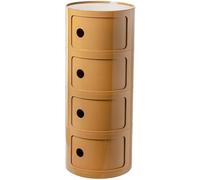 Conibili Sto Unité modulaire - Table de chevet ronde à 4 niveaux pour chambre à coucher et salle de bain avec porte coulissante - Accent jaune Slish - Solution polyvalente en fourrure