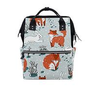 Coniglio Bianco Neve Volpe Sac à Langer Sac à Dos Grande Capacité Multifonction Sac à Couches pour Voyage Maman Femme Papa
