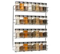 Coninx Étagère à Épices Murale | Porte-Épices Mural ou Fixation Porte Meuble avec vis | Rangement de Cuisine pour Épices | 4 Étages pour 32 Pots d'Épices | Porte-Épices en Métal 50x40.5x6cm