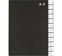 Conipa Classeur de bureau classique A à Z - 24 compartiments - Avec onglets de préhension - Porte-documents A4 - Dos extensible - Respectueux de l'environnement « Ange bleu » - Noir