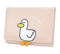 CONISY Joli Portefeuille à Trois Volets en Cuir avec Blocage RFID et fenêtre pour Carte d'identité pour Filles et Femmes, Rose Canard, Small, Décontracté