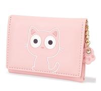 conisy Petit Mince Trifold Portefeuille Femme en Cuir, Mignon Simple Compact Portefeuille Pliant pour La Fille et Les Dames (Chat Rose)