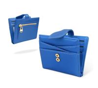 conisy Petit Portefeuille, Blocage RFID, Cuir Fin, Poche Avant à Deux Volets, Portefeuille avec Fermeture éclair, Porte-Monnaie pour Femme (Bleu Brillant)